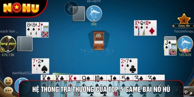 Hệ thống trả thưởng của top 5 game bài nổ hũ
